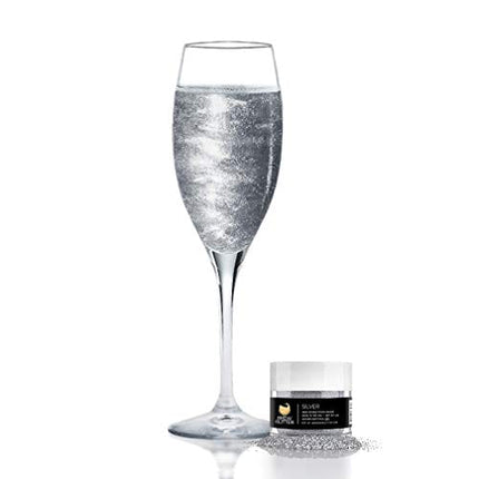 Silver BREW GLITTER Edible Glitter For Wine, Cocktails, Champagne, Drinks & Beverages | 4 Grams | KOSHER Certified | 100% Edible & Food Grade | Kosher Certified | Vegan, Gluten, Nut Free
