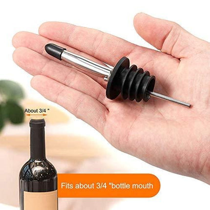 2PCS Stainless Steel Pourers, BALTRE Speed Wine Bottle Pourer, Olive Oil and Vinegar Tapered Stopper Spout, Suitable for About 3/4" Bottle Mouth, with Sealed Dust Caps
