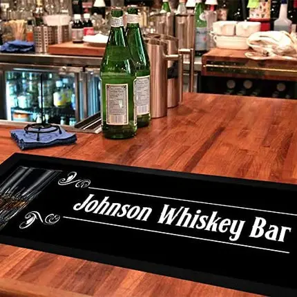 Bang Tidy Clothing Personalized Bar Runner Mat - Novelty Beer Gifts for Home Bars - Whiskey Glass