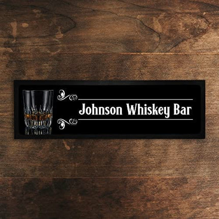 Bang Tidy Clothing Personalized Bar Runner Mat - Novelty Beer Gifts for Home Bars - Whiskey Glass