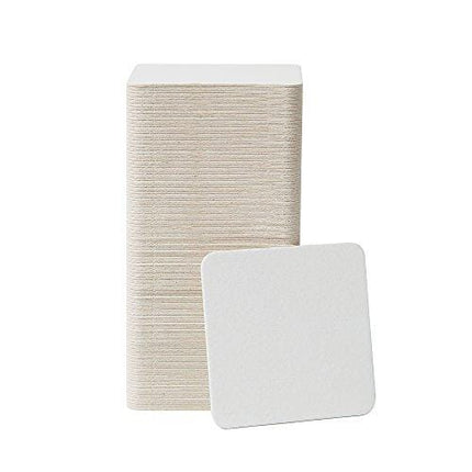 BAR DUDES Cardboard Coasters 100 Pack 4 x 4 inch Square - White Blank Coasters Bulk Set - Paper Coasters for Drinks, DIY, Kids Arts and Crafts