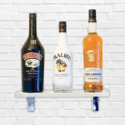 Liquor Bottle Display Shelf - Bar Shelves for Liquor Bottles in Diamond Polish Finish. Acrylic Display for Liquor in Home Bar or for Your Memorabilia Sturdy Acrylic Glass Shelf. Made in USA.