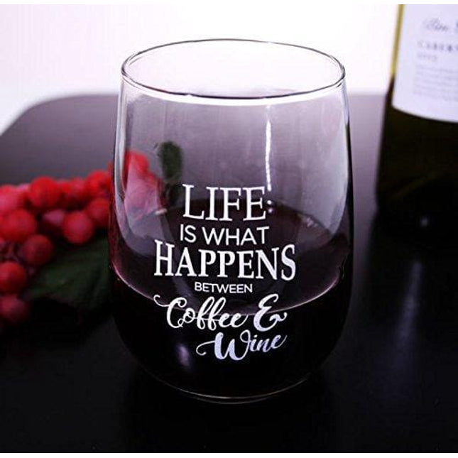 BarConic Life is What Happens. Stemless Wine Glass