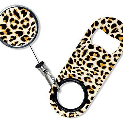 BarConic Mini Opener with Retractable Reel - Orange Cheetah