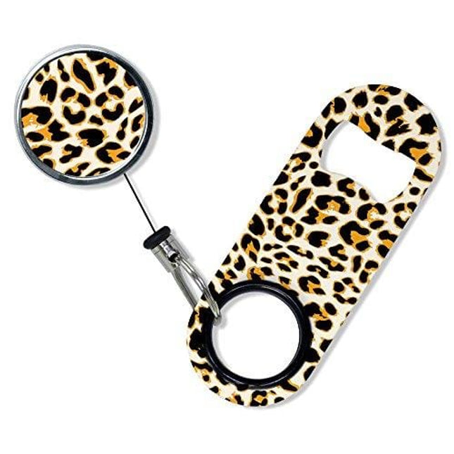 BarConic Mini Opener with Retractable Reel - Orange Cheetah