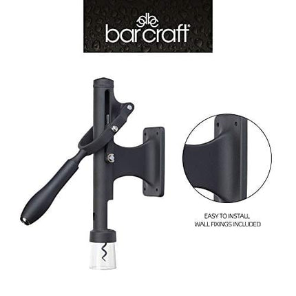 BarCraft Deluxe Metal Wall-Mounted Corkscrew Bottle Opener, 31.5 x 6.5 x 26 cm (12.5" x 2.5" x 10.5") - Black