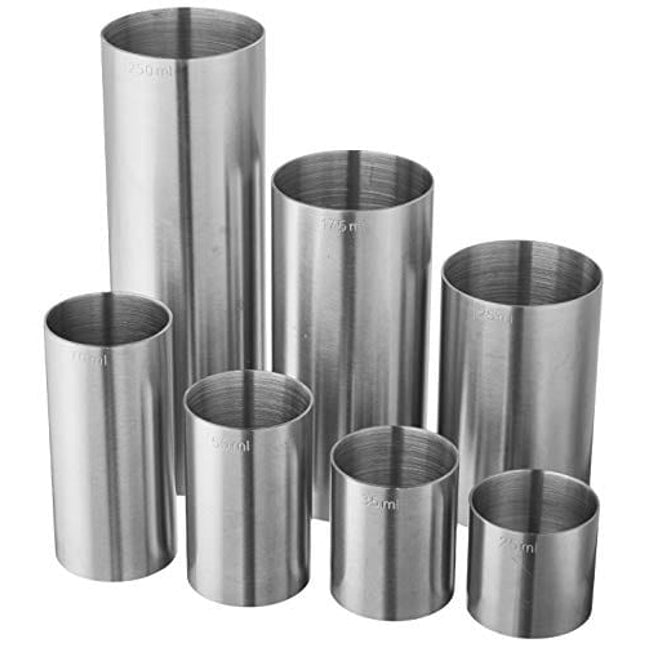 Barfly Thimble Measure, Set, 25/35/50/70/125/175/250 ml., Stainless Steel