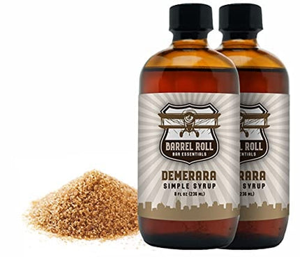 Barrel Roll Bar Essentials Cocktail Mixers - Demerara Cocktail Mix - All-Natural Demerara Drink Mix - USA Handcrafted Cocktail Syrups - Small Batch Cocktail Bitters with Real Cane Sugar - 2 x 8 Ounce