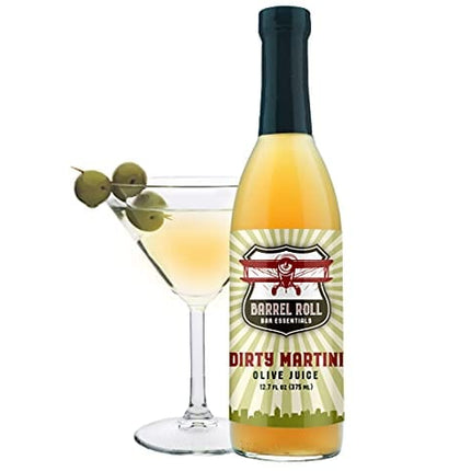 Barrel Roll Bar Essentials Cocktail Mixers - Dirty Martini Mix - Olive Brine - Handcrafted in the USA - Small Batch Drink Mix - Olive Juice - 12.7 Ounce Martini Juice Bottle – Vodka Gin Vermouth Mixer