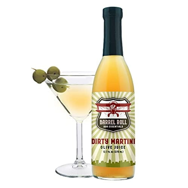 Barrel Roll Bar Essentials Cocktail Mixers - Dirty Martini Mix - Olive Brine - Handcrafted in the USA - Small Batch Drink Mix - Olive Juice - 12.7 Ounce Martini Juice Bottle – Vodka Gin Vermouth Mixer