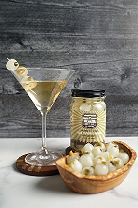 Barrel Roll Bar Essentials Cocktail Onions - Jalapeño Stuffed Sour Silver Skin Pickled Onions with Vermouth in Salty Vinegar - Gibson, Bloody Mary Cocktail Garnish - Gourmet Ingredients - 16 Ounces