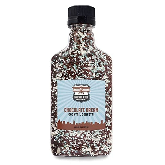 Barrel Roll Bar Essentials Cocktail Rimmer Sprinkles - Bartender Accessories, Finishing Sugar Garnish for Drinks, Glass Rimming Sugars - Natural Ingredients - Chocolate Sprinkle Confetti - 6 Ounce