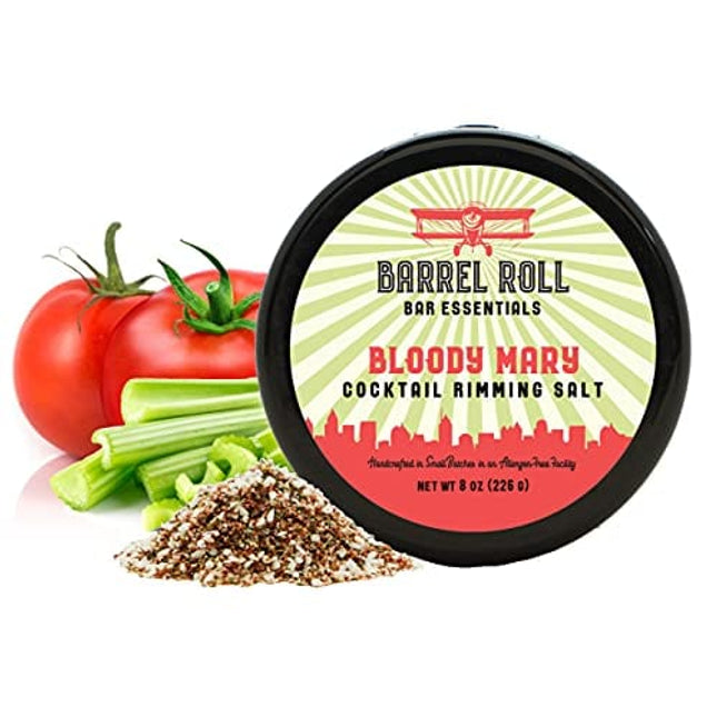Barrel Roll Bar Essentials Cocktail Rimmers - Bartender Accessories, Finishing Salt Garnish for Drinks, Glass Rimming Salts & Sugars - Natural Ingredients - Bloody Mary Salt Flavor - 8 oz 452 Servings