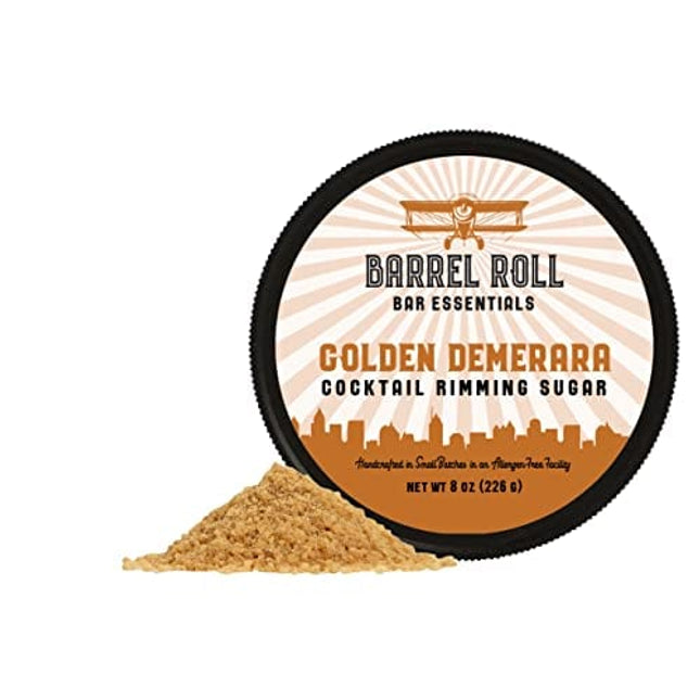 Barrel Roll Bar Essentials Cocktail Rimmers - Bartender Accessories, Finishing Salt Garnish for Drinks, Glass Rimming Salts & Sugars - Natural Ingredients - Golden Demerara - 8 oz 452 Servings