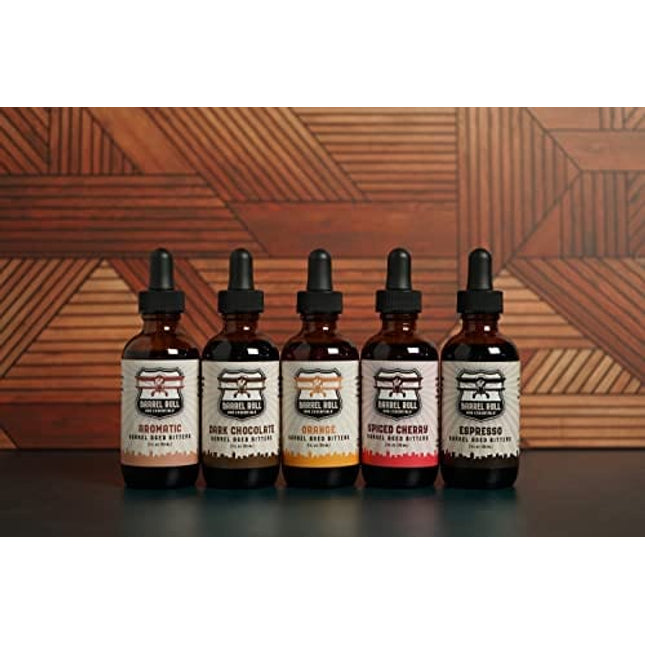Barrel Roll Bar Essentials Espresso Cocktail Bitters | Drink Mixers for Cocktails | Premium Cocktail Mixers | Barrel Aged Bitters for Cocktails and Alcohol | Allergen & Gluten Free | 2 fl oz. Bottle