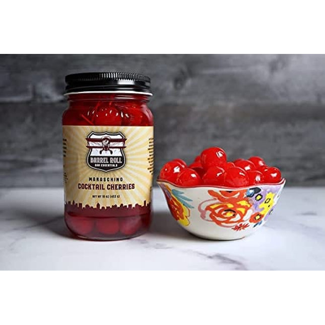 Barrel Roll Bar Essentials Maraschino Cherry Cocktail Syrup - Cherry Syrup for Alcoholic Drinks, Amaretto Sour, Old Fashioned - Coffee, Smoothie, Dessert & Snow Cone Flavoring - 2 x 12.7 oz