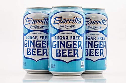 Barritt's Sugar Free Diet Ginger Beer, Non-Alcoholic Soda Cocktail Mixer, 12 fl oz Cans, 24 Pack