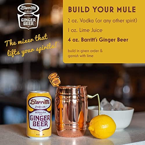 Barritt's Sugar Free Diet Ginger Beer, Non-Alcoholic Soda Cocktail Mixer, 12 Fl Oz Cans, 12 Pack