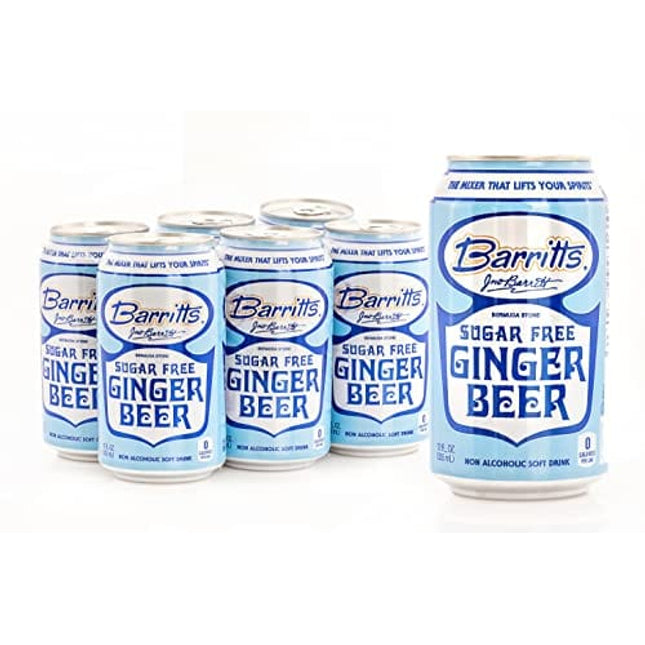 Barritt's Sugar Free Diet Ginger Beer, Non-Alcoholic Soda Cocktail Mixer, 12 fl oz Cans, 12 Pack