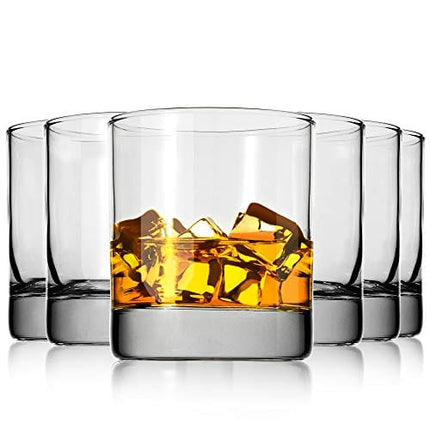 Whiskey Glasses Set of 6,Premium 11 OZ Scotch Glass,Drinking Glassware,Short Glasses,Rock Style Old Fashioned Whiskey Glass Tumbler for Scotch, Cocktail, Liquor, Home Bar Whiskey Gifts for Men