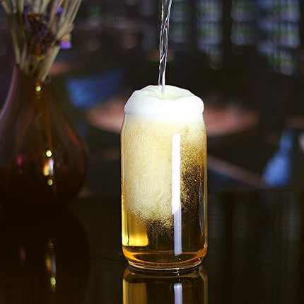 Large Beer glasses,20 oz Can Shaped Beer Glasses Set of 4,Elegant Shaped Drinking Glasses is Ideal Gift,Tumbler Beer Glasses Great for Any Drink and Any Occasion