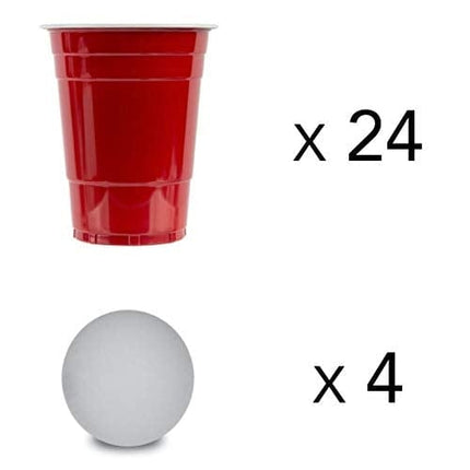 BayView Beer Pong Set Complete | 24 Cups & 4 Balls | America's #1 Drinking Game, Reusable
