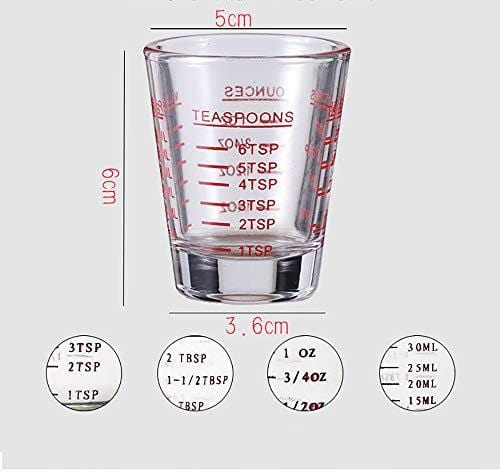 Mini Glass Measuring Cup with handle 2 oz Shot Glass Espresso Jugs Measure  Cup Glass Jigger Spirit Round Graduated Beaker Measuring Cup for Bar Party