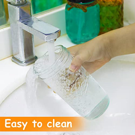 Bedoo Bubble Tea Cups 4 Pack 24 oz, Reusable Wide Mouth Smoothie Cups, Iced Coffee Cups With White Lids and Silver Straws Mason Jars Glass Cups, Travel Glass Drinking Bottle