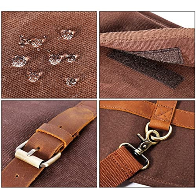 Beemojo Bartender Tool Bag Waxed Canvas Water Resistant Adjustable Shoulder Straps Genuine Leather Handles 16 Pockets Holds 33oz Bottle Mobile Travel Design - Bag ONLY