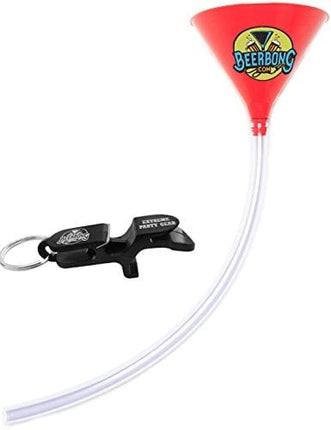 Premier Beer Bong Funnel - 3 Feet Of Premium Tubing, Holds 40 Ounces, Plus Shotgunning Keychain Included With Your Beer Bong, All Made in the USA (Red)