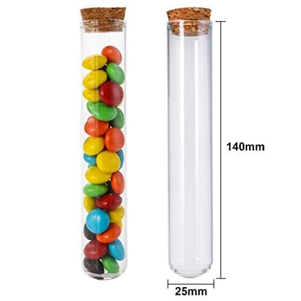 Bekith 48pcs 45ml Glass Test Tubes 25x140mm with Cork Stoppers, as Bath Salt Containers, for Scientific Experiments, Party Decorations, Candy Storage