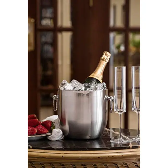 Silver Coloured Wine Bucket stand With Both Sided Holding Handle With  Premium Look ice bucket with tongs, steel ice bucket, stainless steel ice  bucket, stainless steel wine tub, ice bucket oxo