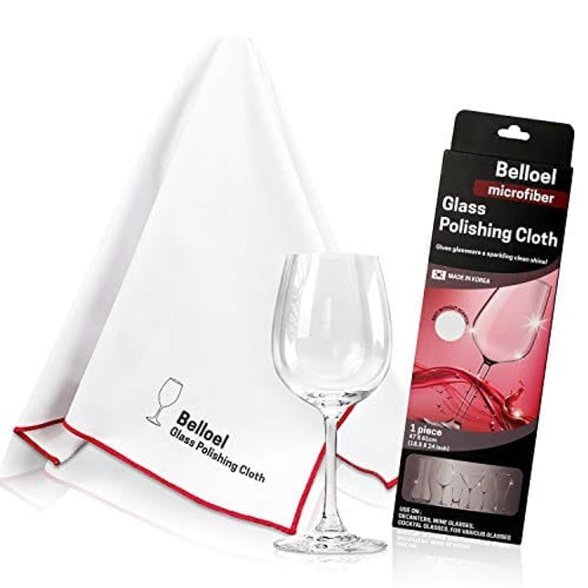 Belloel Microfiber Glass Polishing Cloths | Streak Free, Lint Free Shine Clarity Wine Glasses | Glass Cleaner Wipes | Crystal, Glasses, Screens, Fingerprints, Tarnish, Silver, Silverware, Jewelry… (1)