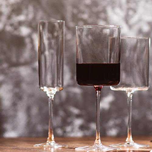 Wine Glasses - Square Wine Glasses Set of 4 Hand Blown Crystal