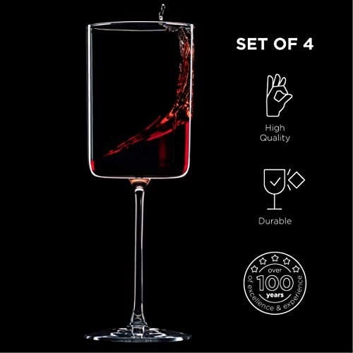 BENETI Square Crystal Wine Glasses Set Of 4