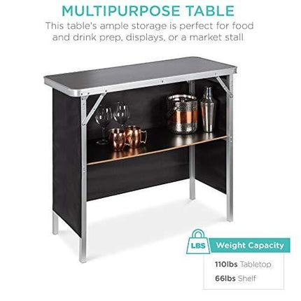 Advanced Mixology Portable Pop-Up Bar Table w/Carrying Case, Removable Skirt
