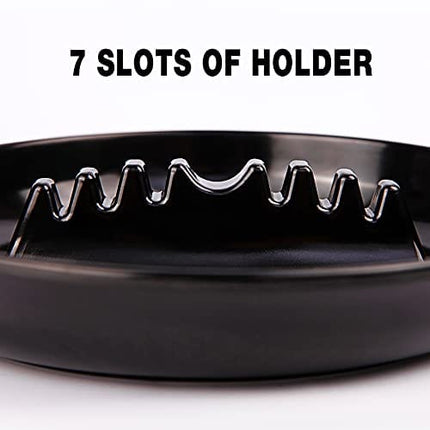 BESUPERT Premium Plastic Ashtray, Trash Can, Pack of 3, Round Black Large Size, for Indoor Outdoor Home Office Patio Restaurant Bar Hotel Use