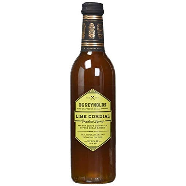 BG Reynolds Natural Tiki Cocktail Cane Syrup, Lime Cordial, 375 ml, No Preservatives