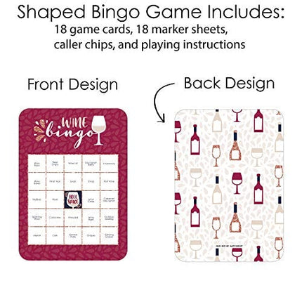 Big Dot of Happiness But First, Wine - Bingo Cards and Markers - Wine Tasting Party Bingo Game - Set of 18