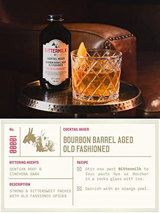 Bittermilk Bestselling Whiskey Bundle - No 1 & No 3 - Bourbon Barrel Aged Old Fashioned Mix & Smoked Whiskey Sour Mix - Makes 34 Cocktails
