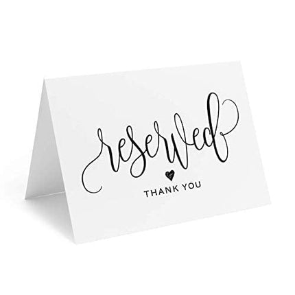 Bliss Collections Heart Reserved Signs for Wedding Reception, 4x6 Reserved Table Cards, Table Setting Cards, Pack of 10