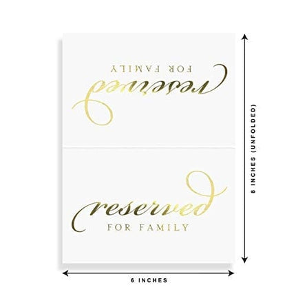 Bliss Collections Reserved Signs, Pack of 10 Real Gold Foil Table Cards for Weddings, Receptions, Parties, Celebrations, 4x6 Tented Cards Match Your Centerpiece, Theme, Decorations, Made in The USA