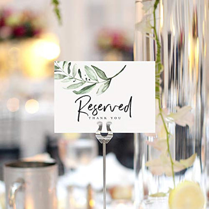 Bliss Collections Reserved Signs, Pack of 10 Rustic Greenery Table Cards for Weddings, Receptions, Parties, Events, Celebrations, 4x6 Card Matches Any Centerpiece, Theme, Decorations, Made in The USA