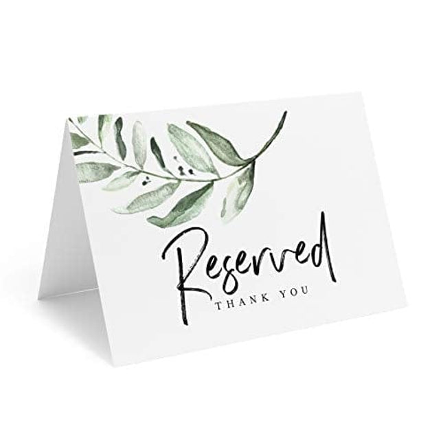 Bliss Collections Reserved Signs, Pack of 10 Rustic Greenery Table Cards for Weddings, Receptions, Parties, Events, Celebrations, 4x6 Card Matches Any Centerpiece, Theme, Decorations, Made in The USA