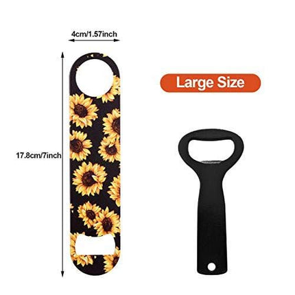 4 Pieces flat bottle openers Sunflowers Stainless Steel Bottle Opener Beer Bottle Opener bar key for bartenders,Home Kitchen, Bar or Restaurant 2 Styles