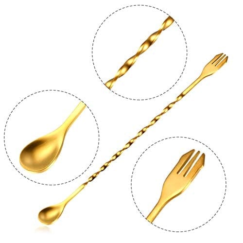 Boao 8-Piece Stainless Steel Cocktail Stirring Spoons – Long Bar Mixing Spoons, Silver