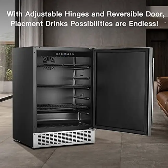 BODEGA Beverage Cooler 24 Inch, Built-in and Freestanding Beverage Refrigerator 180 Cans, Stainless Steel Under Counter Beverage Fridge with Advanced Cooling System, Adjustable Shelf, Energy Saving, Perfect for Soda, Water, Beer, etc.