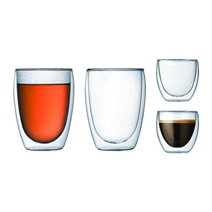 Bodum Pavina Glass, Double-Wall Insulated Glass, Clear, 2.5 Ounce, .08 Liter Each (Set of 2)