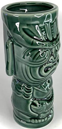 BonCera, Tiki Mug - Stoneware Handmade Bamboo Torching Design. Vintage Aloha Hawaiian Creative Design 16 oz #TM-08