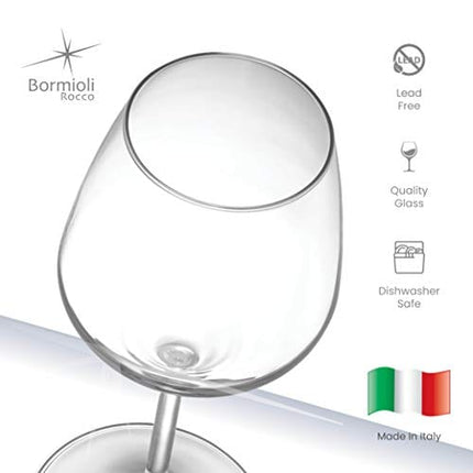 Bormioli Rocco 18oz Red Wine Glasses, Crystal Clear Star Glass, Laser Cut Rim For Wine Tasting, Elegant Party Drinking Glassware, Restaurant Quality (Set of 4)